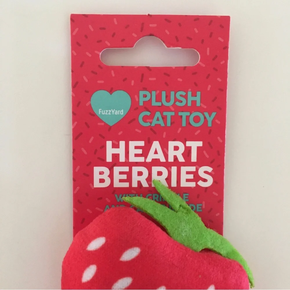 NEW Cat Toys Strawberry Hearts I Love U. Berry Much | FuzzYard